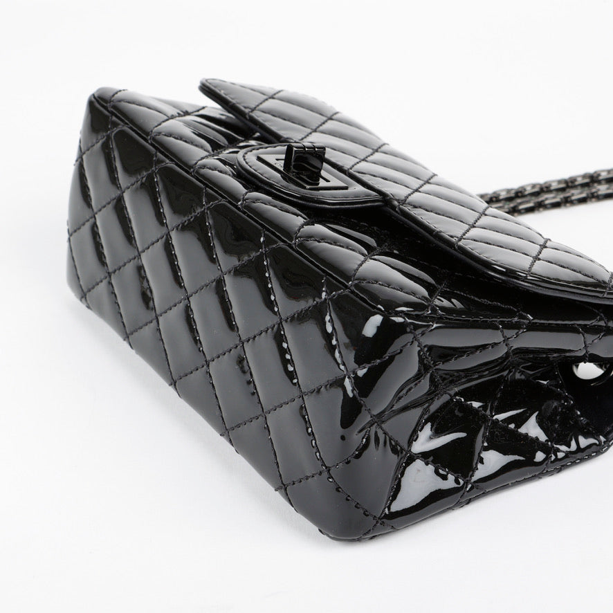 So Black Patent Mini Reissue Flap Bag