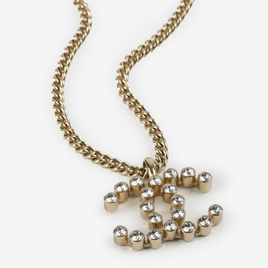 Large Crystal CC Logo Pendant Necklace 11927