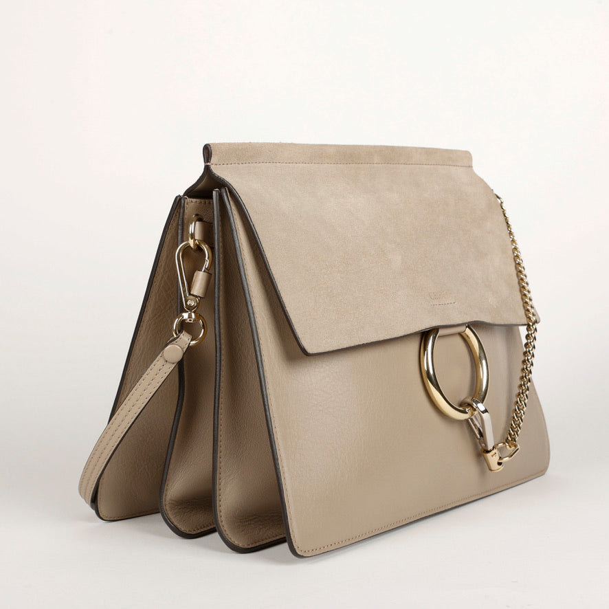 Medium Calfskin Suede Faye Grey