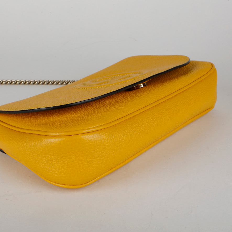 Medium Soho Shoulder Bag, Yellow Calfskin