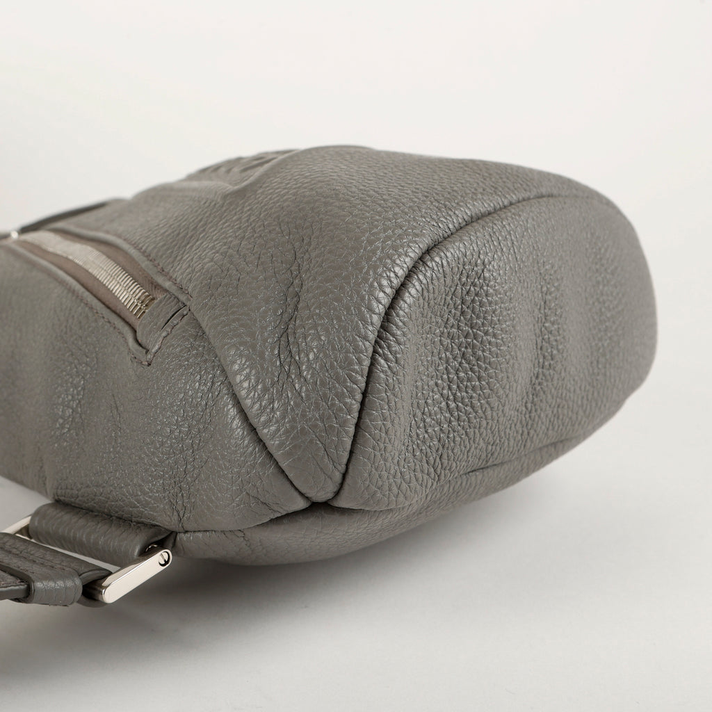Sling Triangle Sport Belt Bag, Grey Calfskin