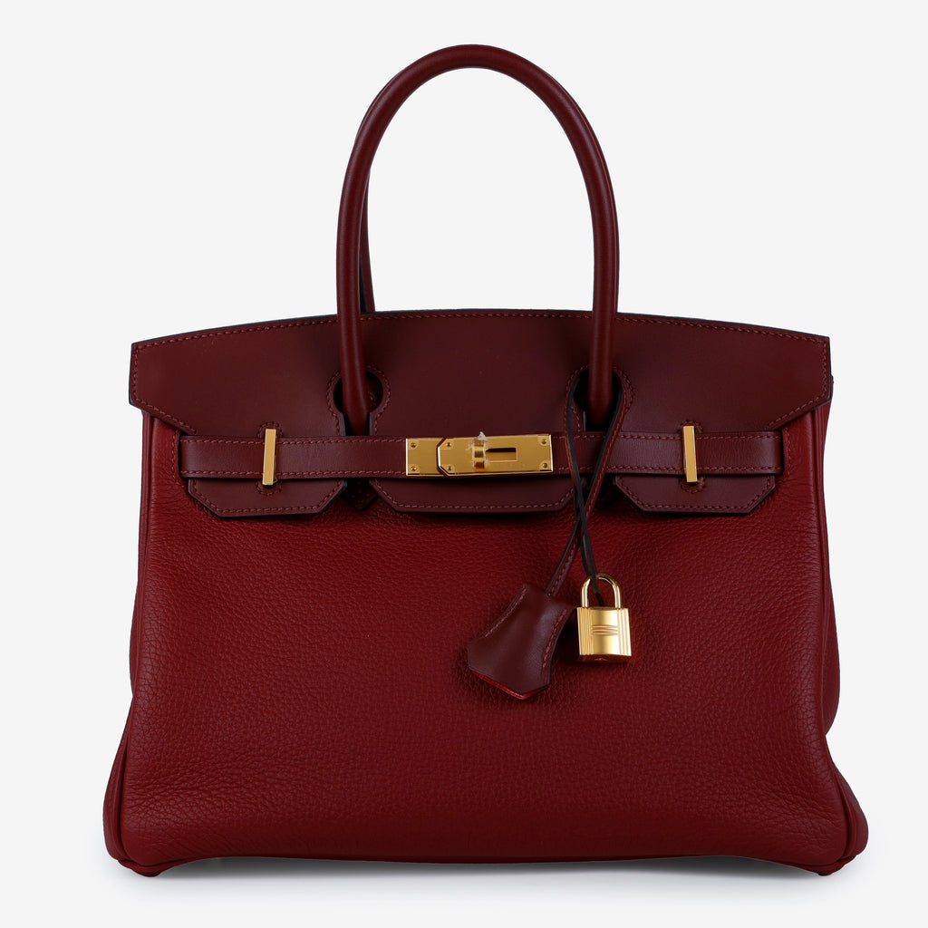 Birkin 30 Verso Clemence Rouge H Rose Extreme Gold Hardware