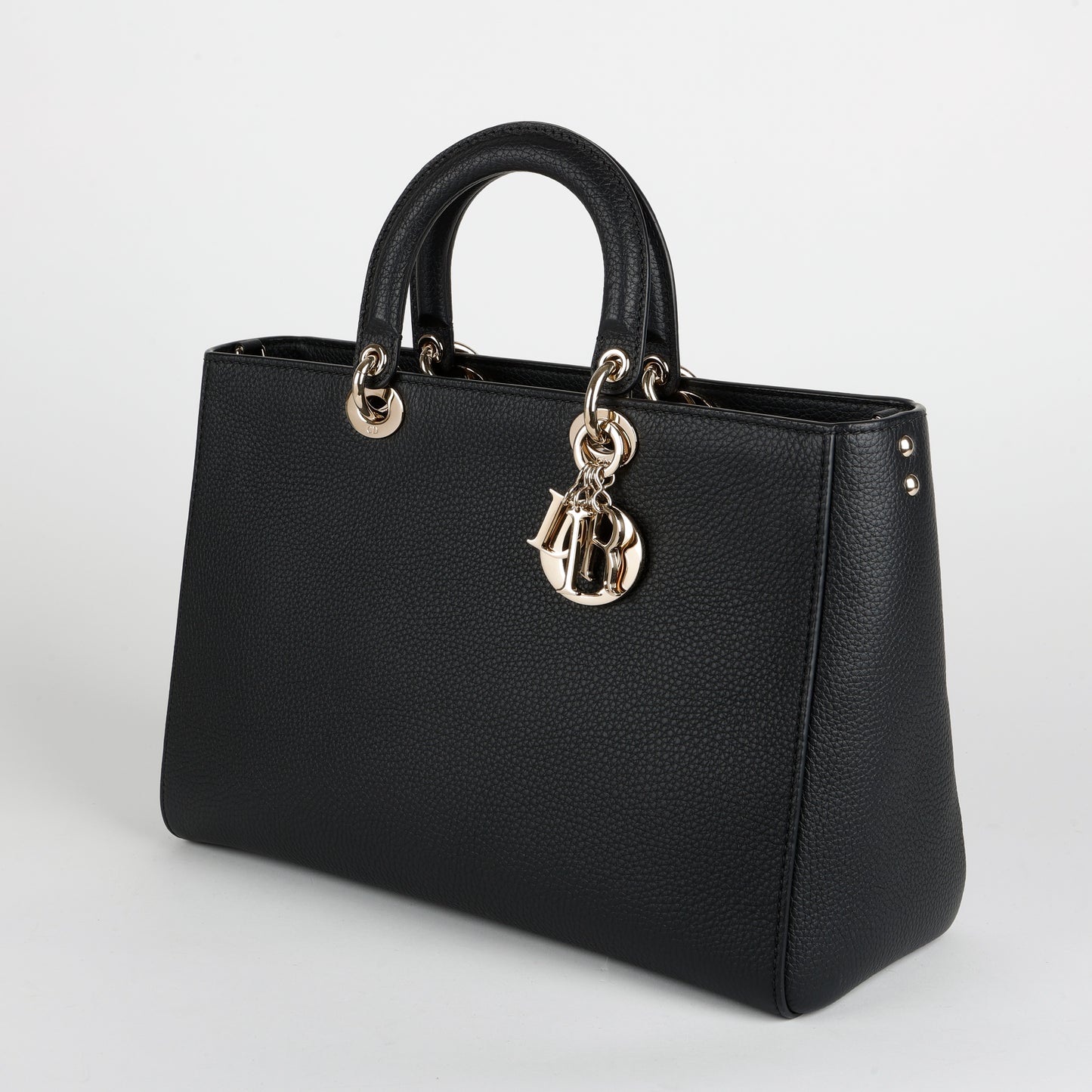 Large D-Sire Black Calfskin