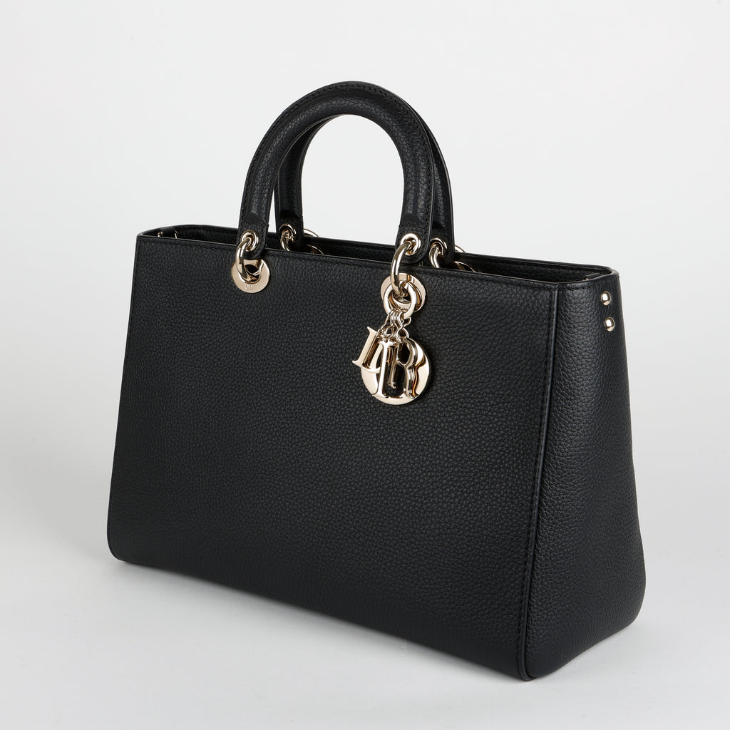 Large D-Sire Black Calfskin