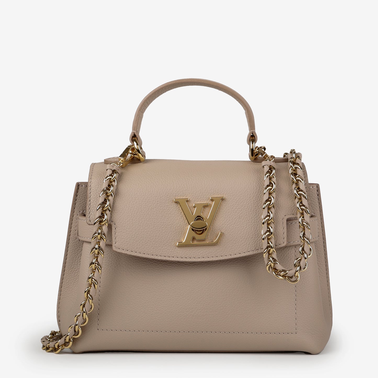 LockMe Ever BB, Greige Grained Calfskin