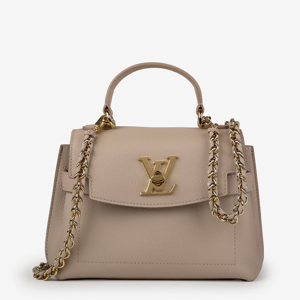 LockMe Ever BB, Greige Grained Calfskin
