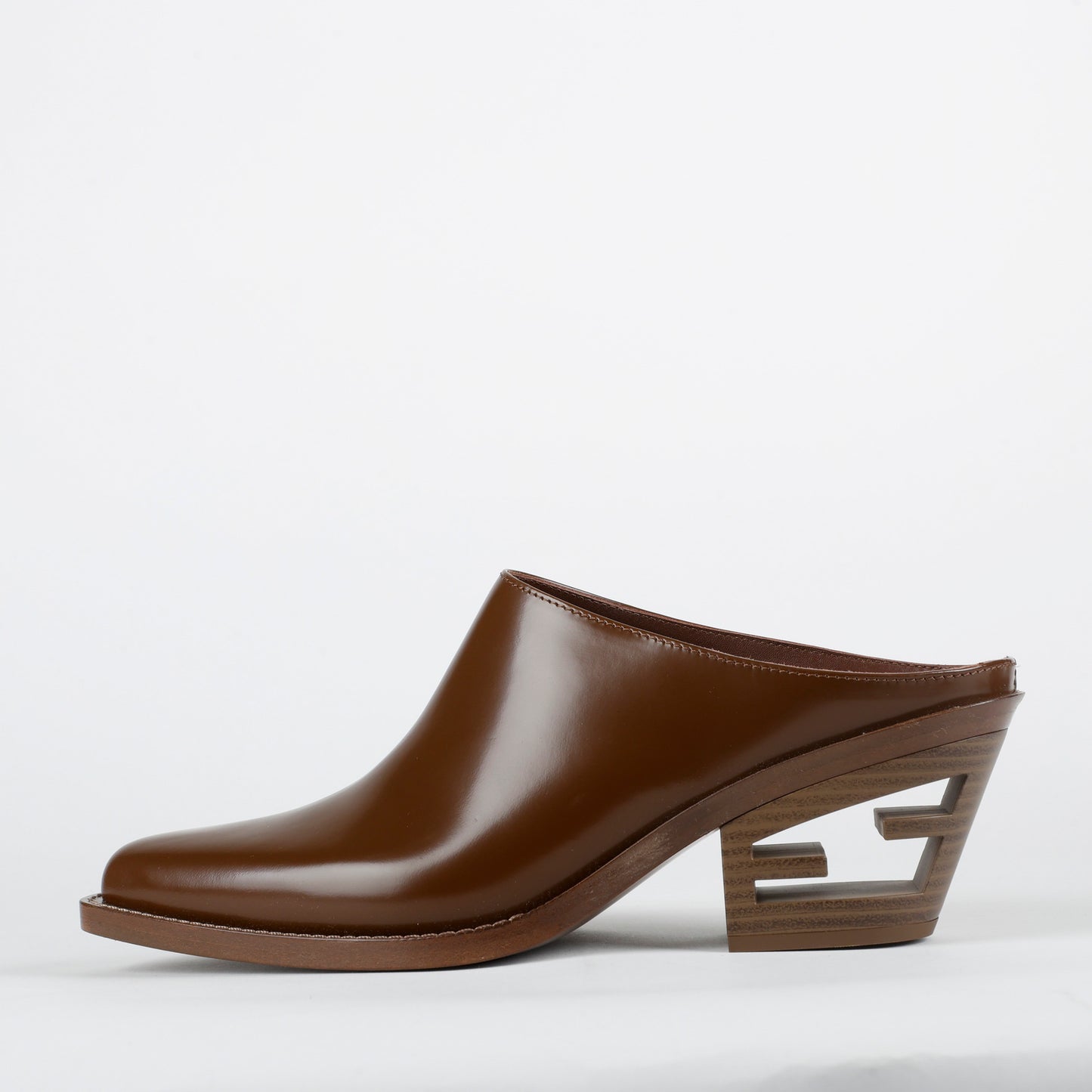 Vitello Leather Cutout Mule Brown 37.5