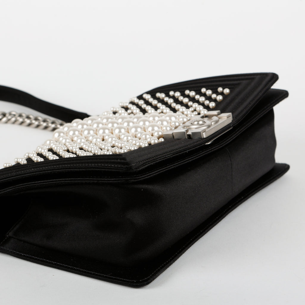 Medium Pearl Embellished Boy Bag