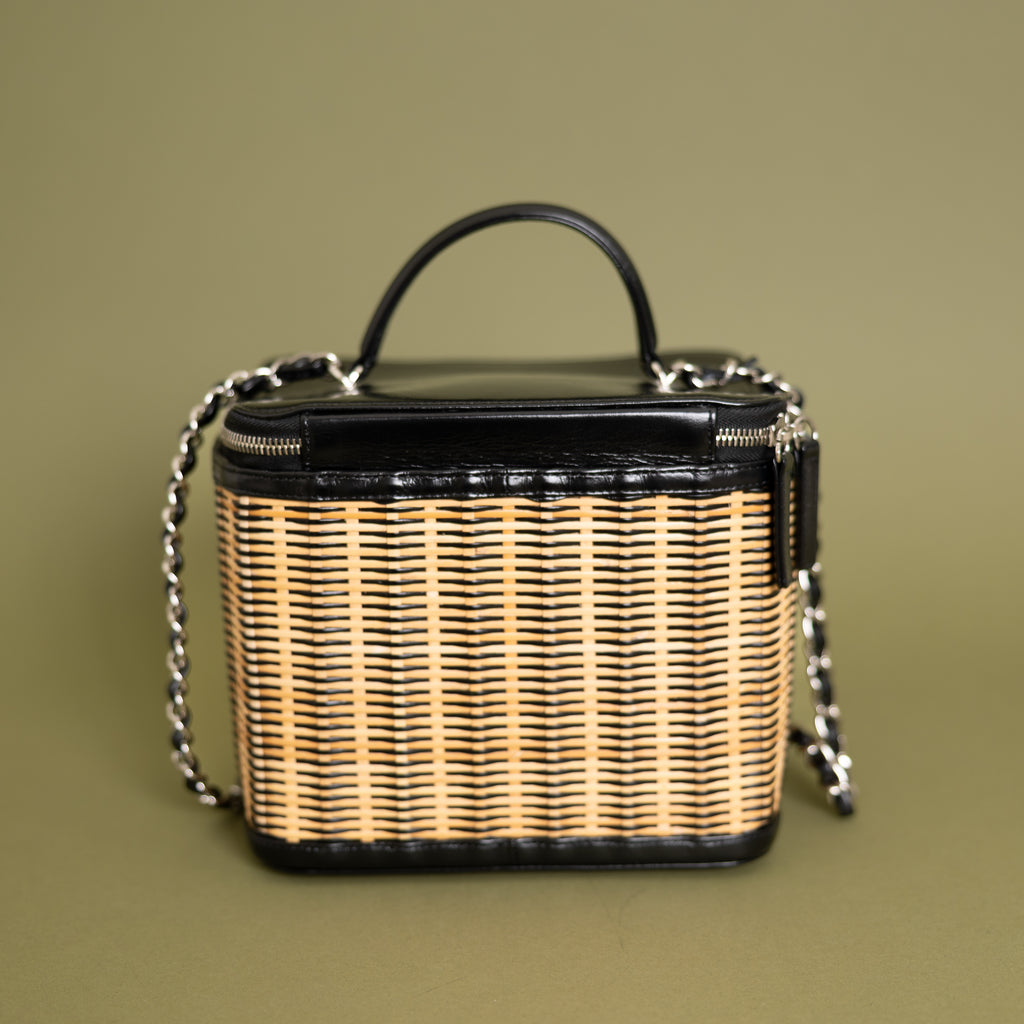 Medium Take Away Vanity Case, Raffia/Black