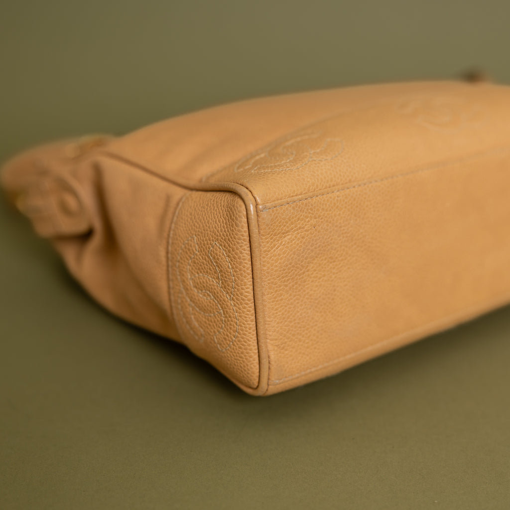 Beige Caviar Triple CC Tote