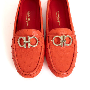 Orange Ostrich Driving Shoes