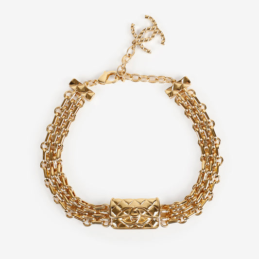 Quilted CC Handbag Gold Choker