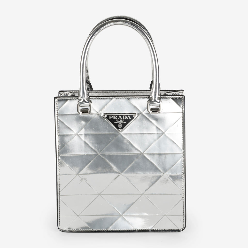 Silver Triangle Spazzolato Mini Tote