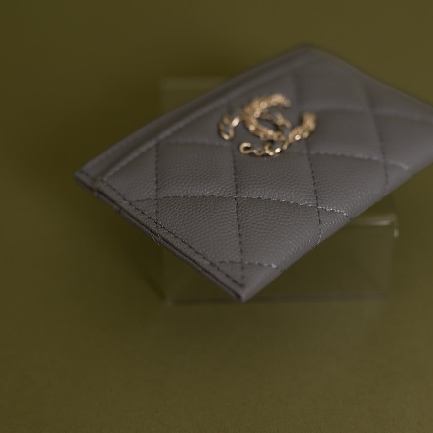 Classic Card Holder, Grey Caviar  9350