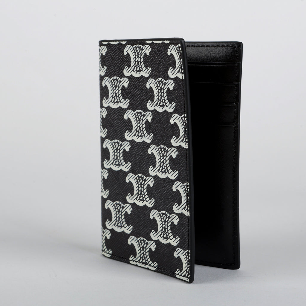 Vertical Card Holder Triomphe Canvas Black/White