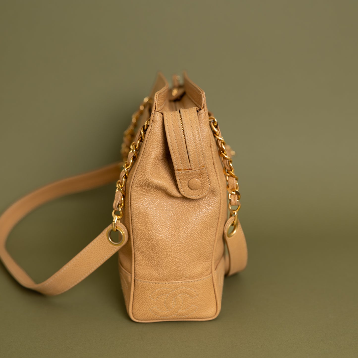 Beige Caviar Triple CC Tote