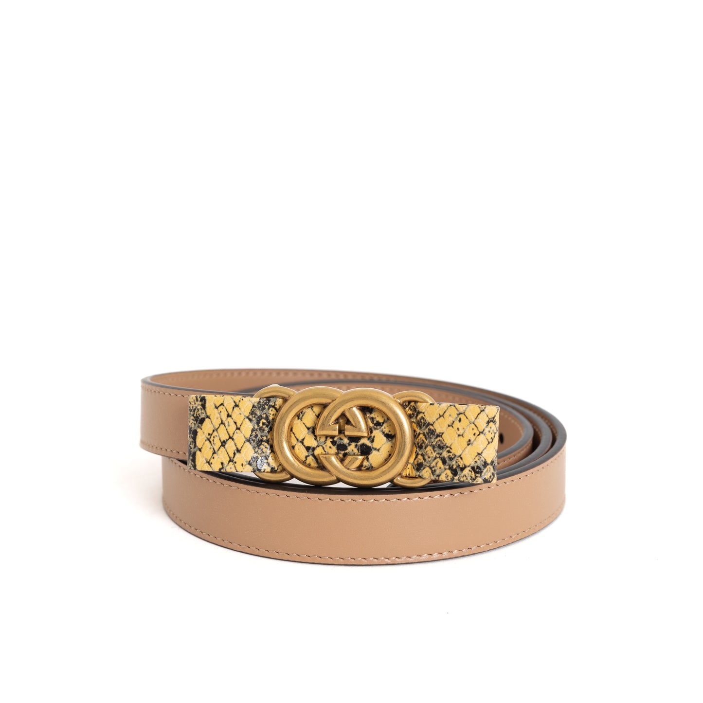 Python Bow Beige Belt, Size 100