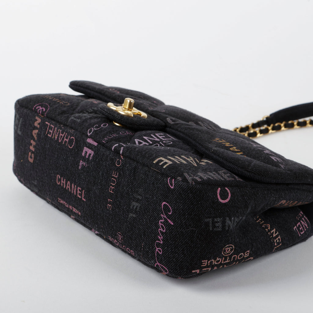 Medium Quilted Dream Flap, Black Denim Multicolor 11403