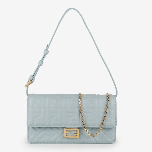 Nappa Baguette Wallet on Chain, Light Blue Lambskin