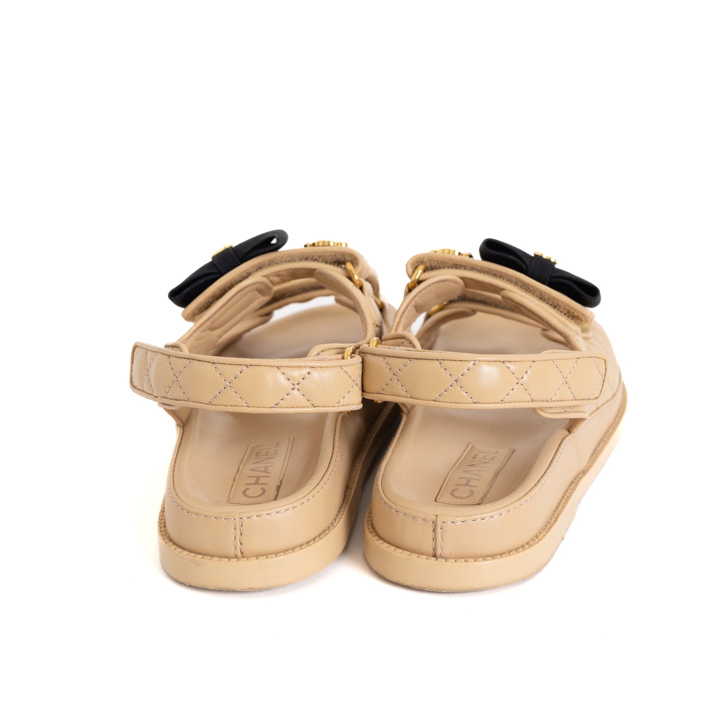 Beige Lambskin Dad Sandals Size 38