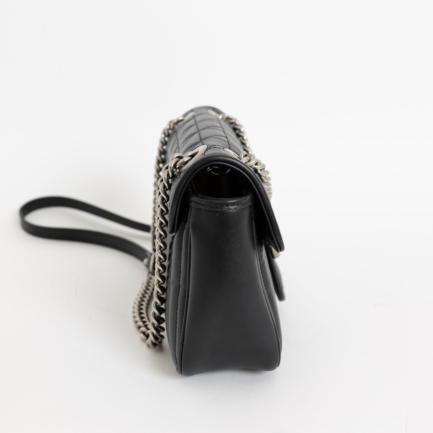 Small Marmont Flap Bag, Black Silver Hardware