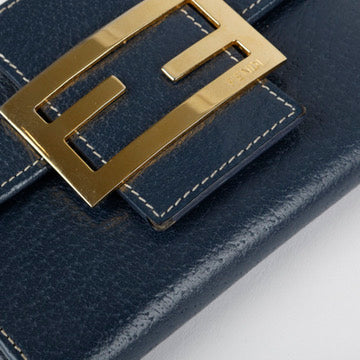 Baguette Trifold Wallet, Navy Calfskin