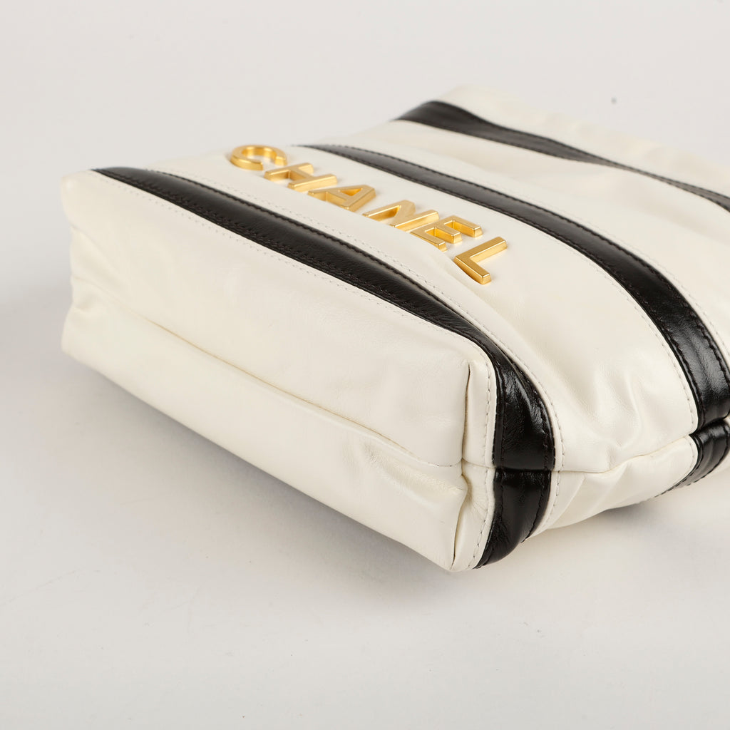 Mini 22 Striped Calfskin Black White 10537