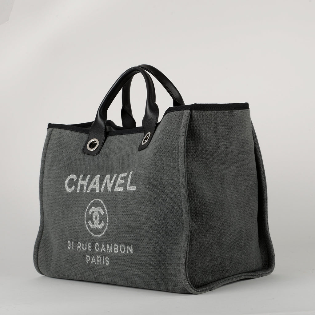 Large Deauville Tote, Grey Canvas