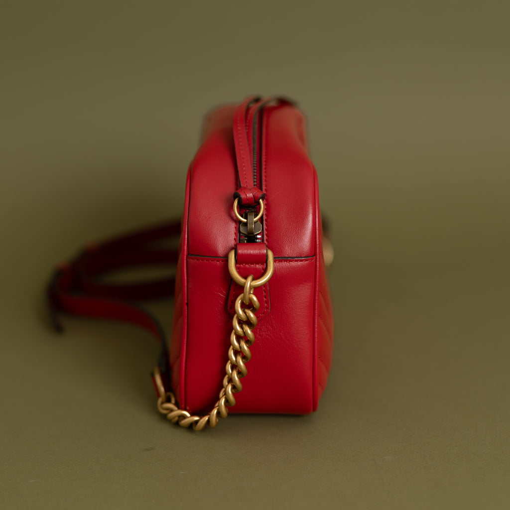 Small GG Marmont Camera Bag, Red GHW 9399