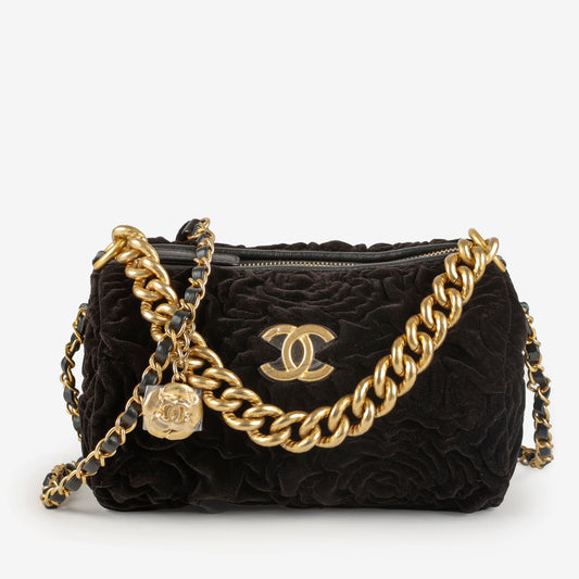 Camellia Two Way Chain Black Velvet