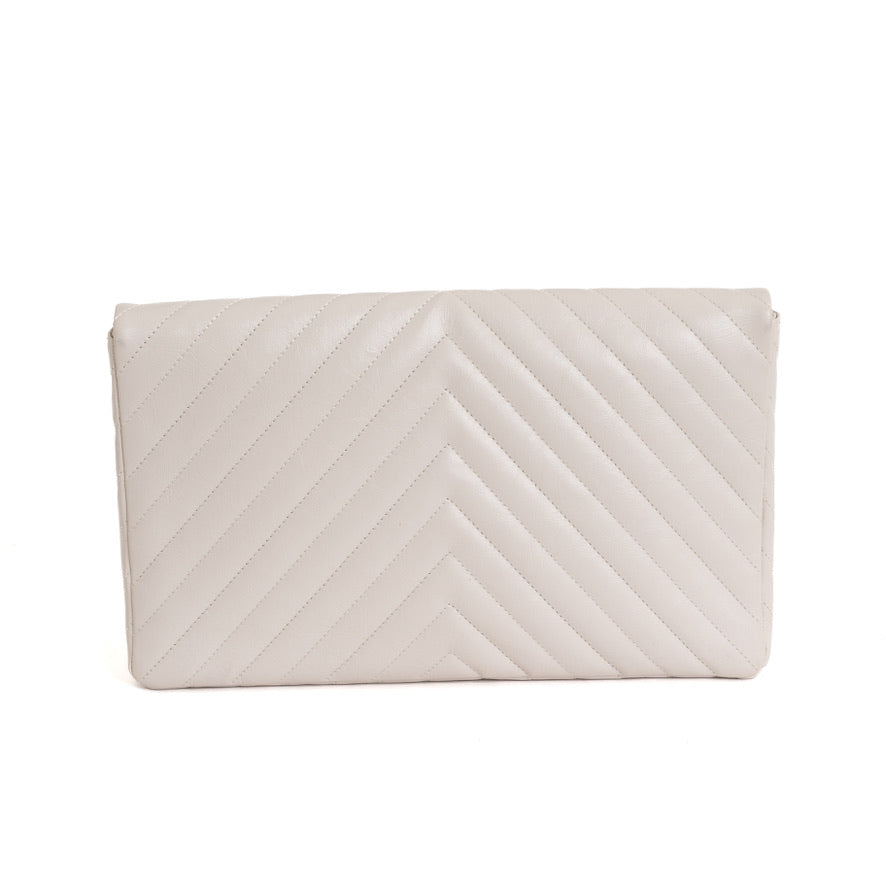 2.55 Clutch, Chevron Ivory Calfskin 7278