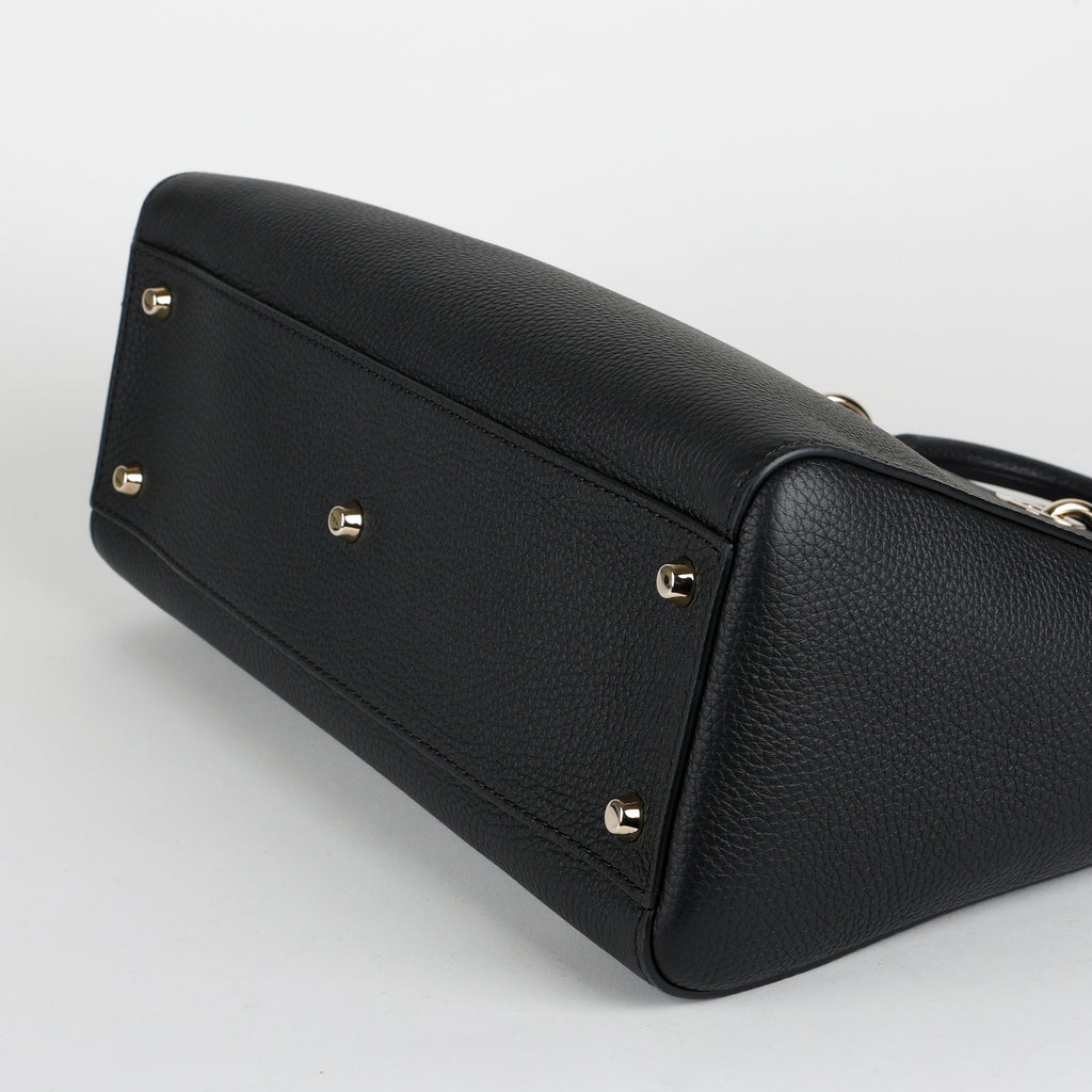 Large D-Sire Black Calfskin