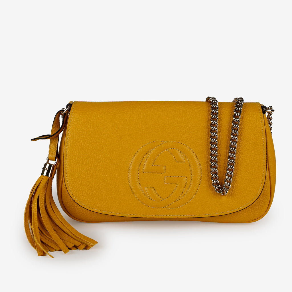 Medium Soho Shoulder Bag, Yellow Calfskin