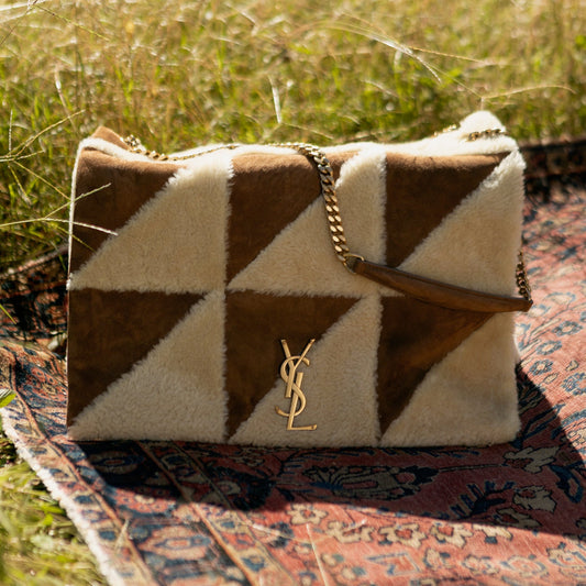 Large Jamie Suede Shearling Flap