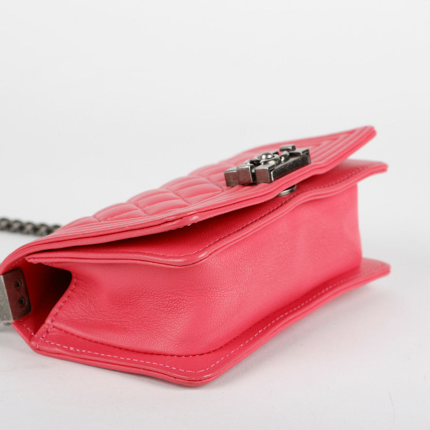 Micro Boy on Chain, Pink Lambskin