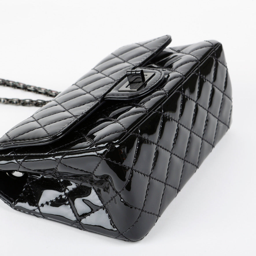 So Black Patent Mini Reissue Flap Bag