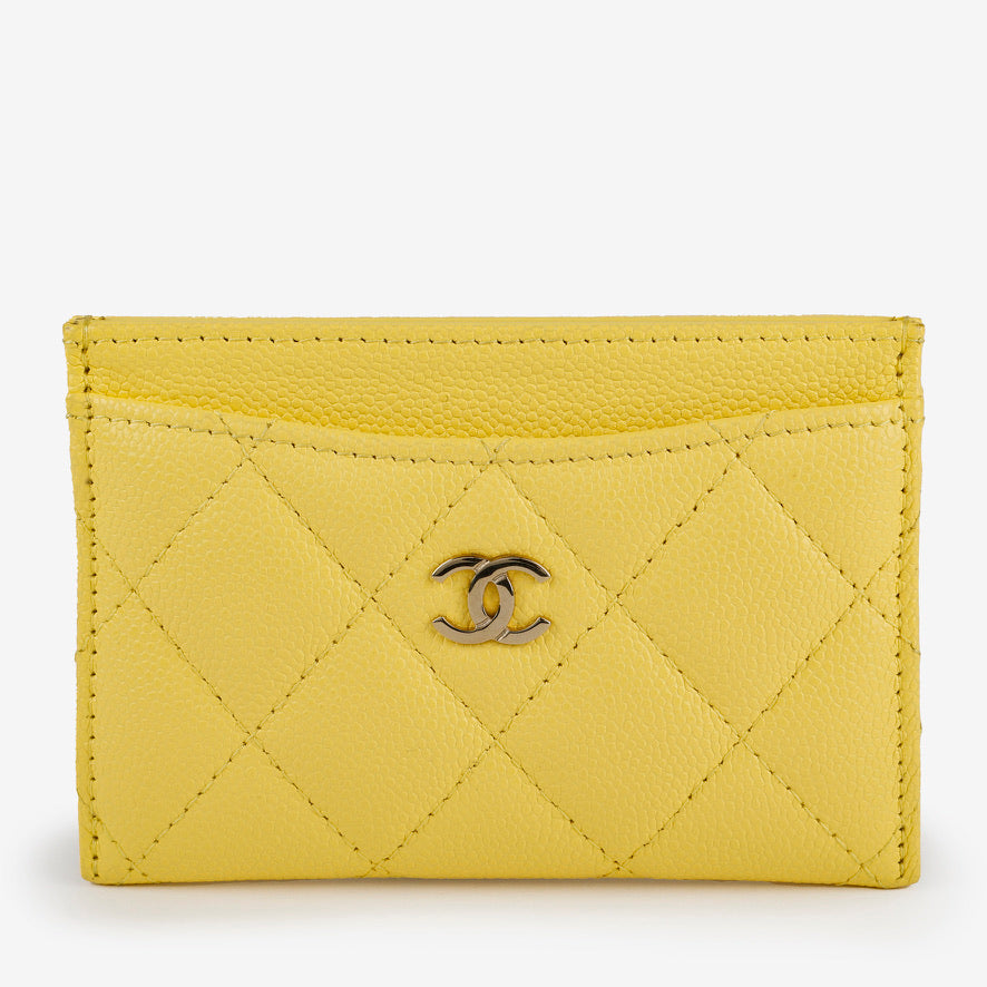 Classic Card Holder, Yellow Caviar