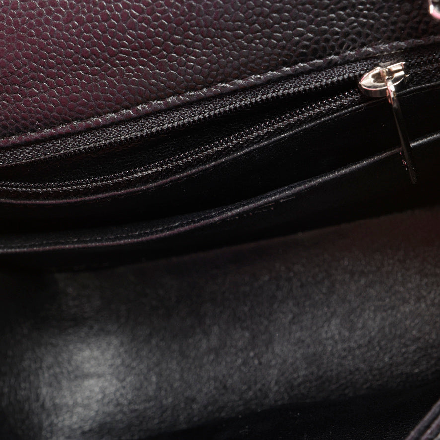 Mini Square Flap, Black Caviar SHW