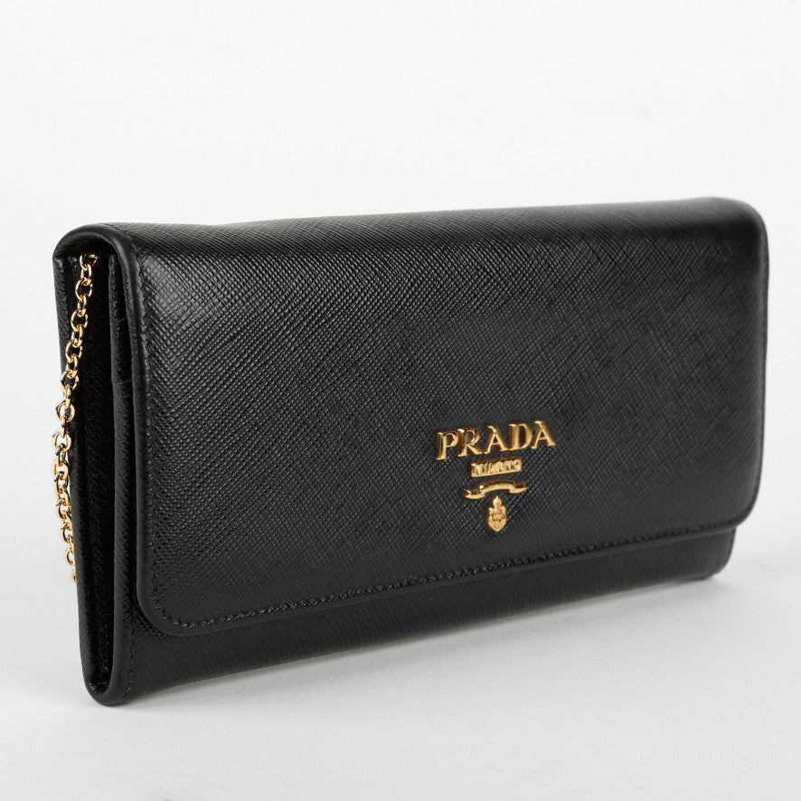 Saffiano Continental Wallet, Black