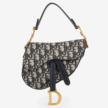 Mini Saddle Bag, Navy Oblique