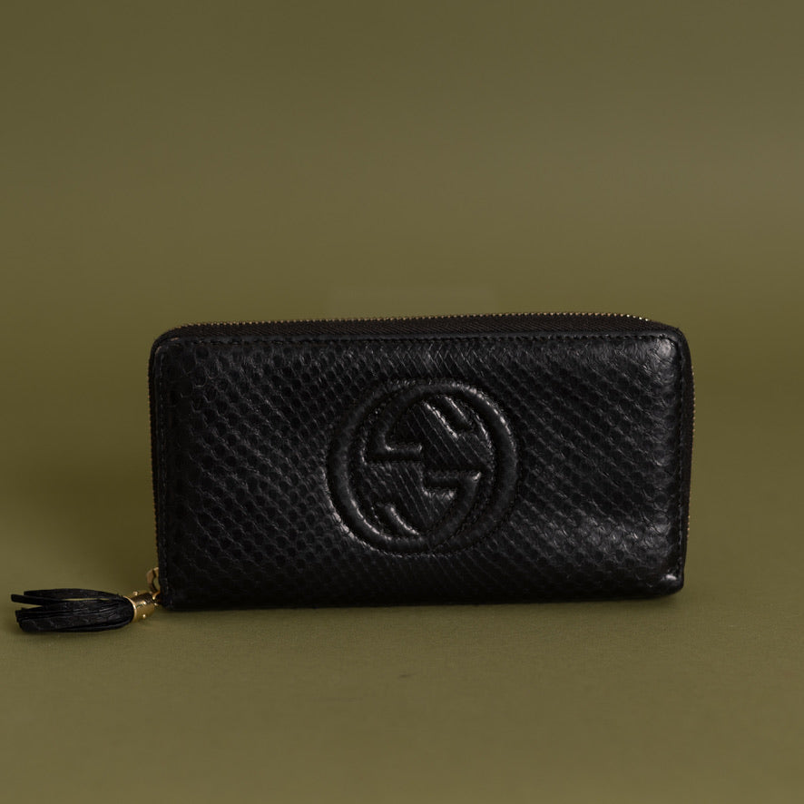 Continental Wallet, Black Python  9161