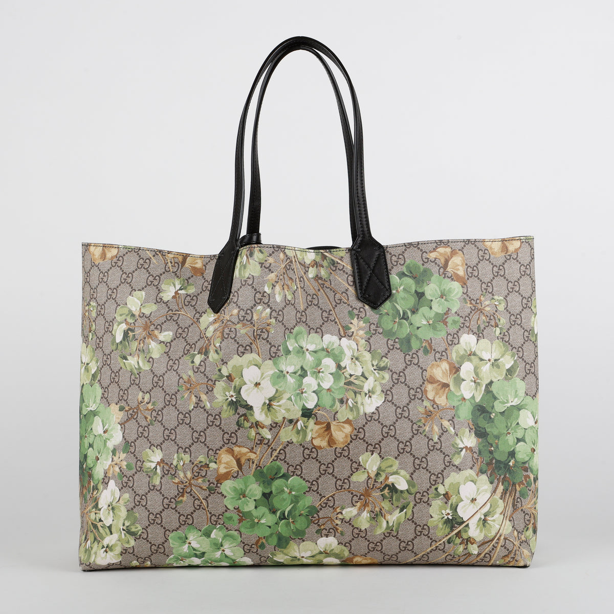 Medium Blooms Reversible Tote, Coated Canvas/Green