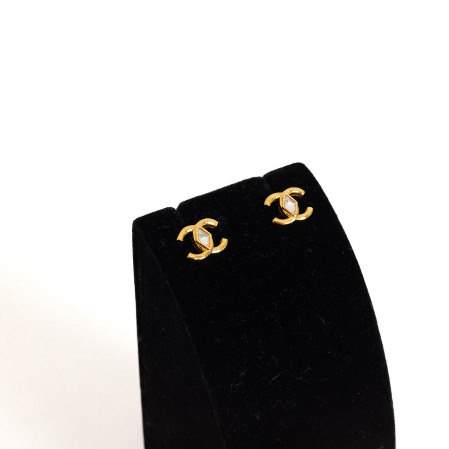 Gold Stud CC Earrings