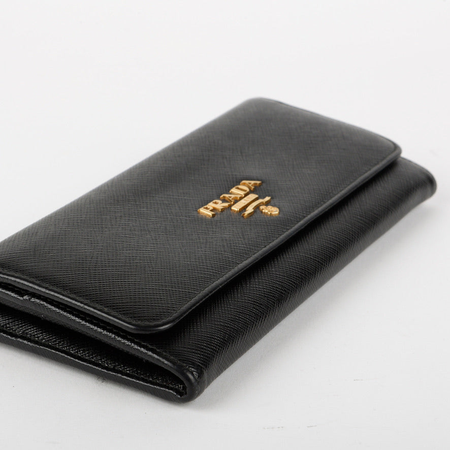 Saffiano Continental Wallet, Black