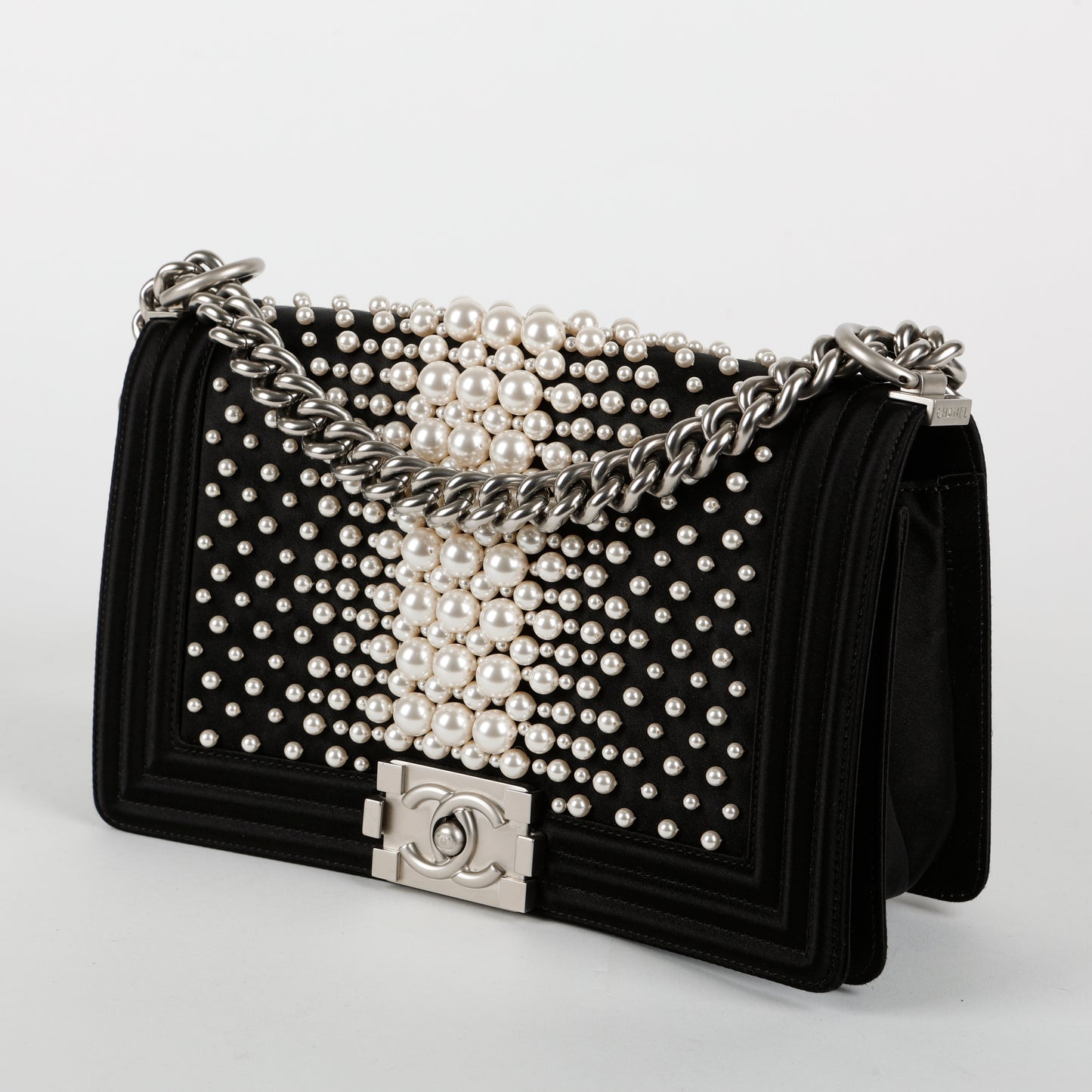 Medium Pearl Embellished Boy Bag