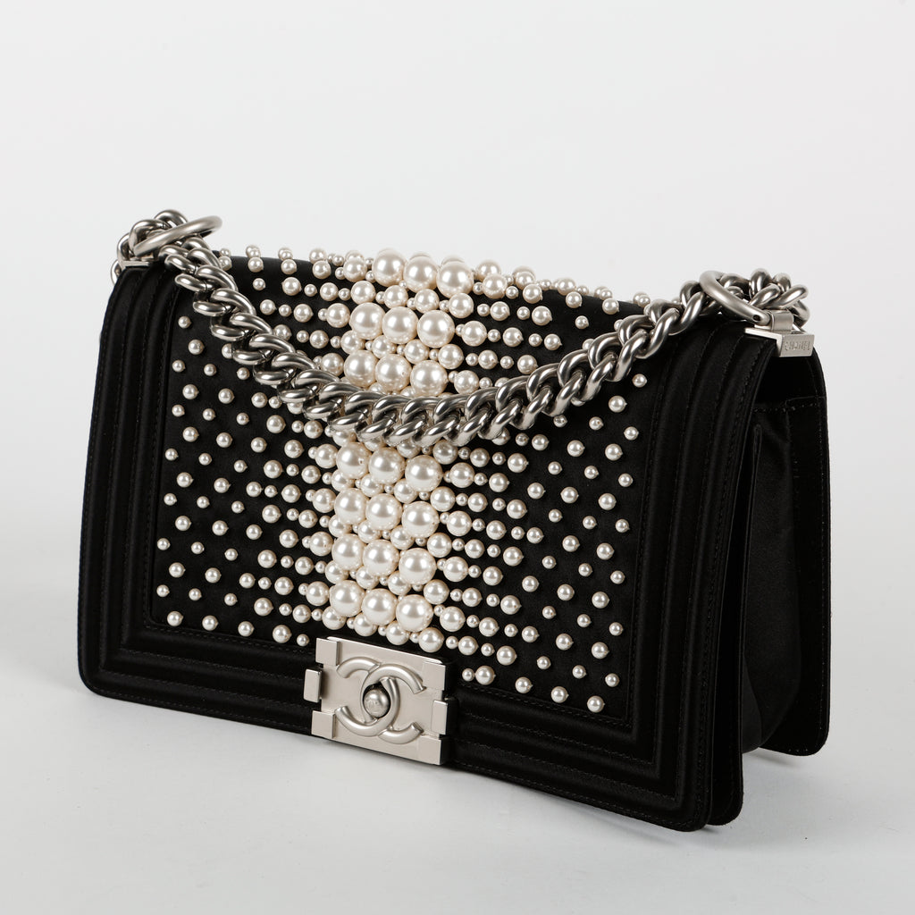 Medium Pearl Embellished Boy Bag