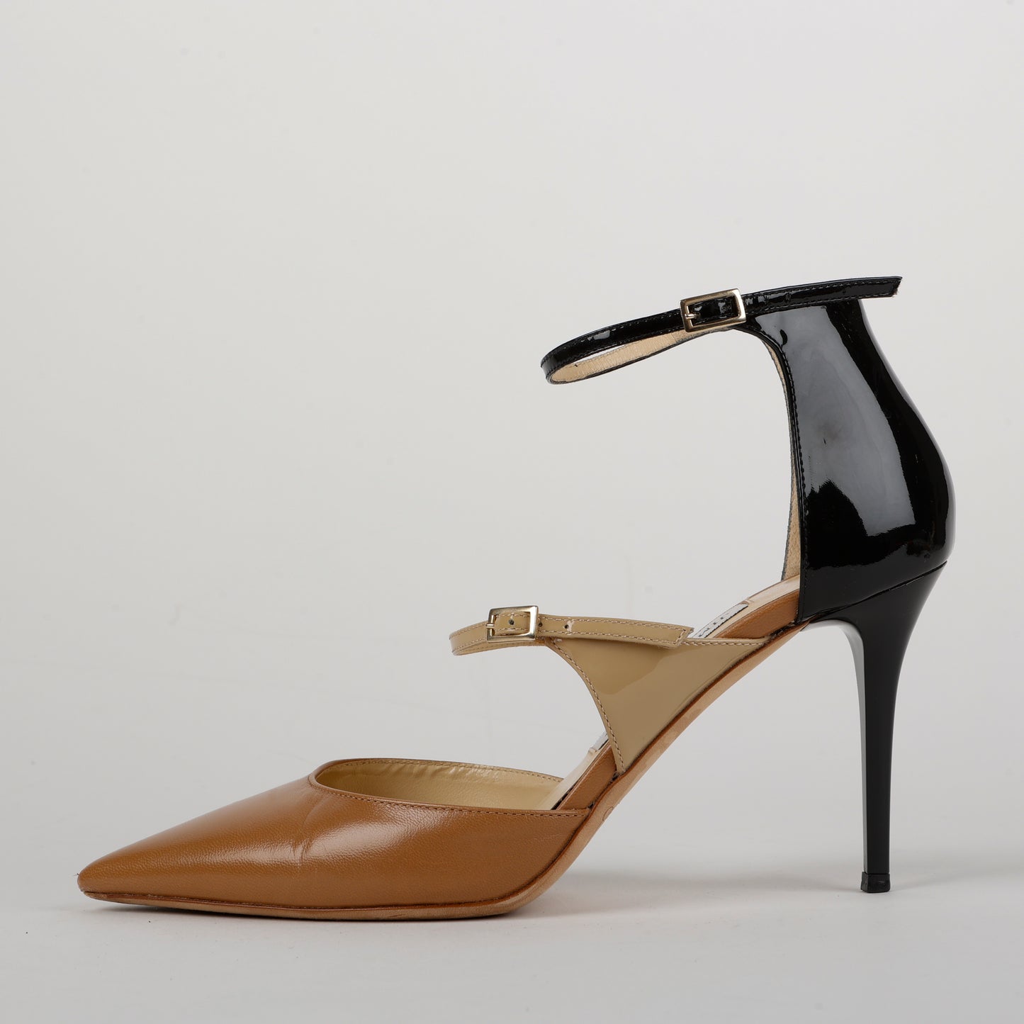 Tricolor Pumps, Beige/Black/Tan (37)