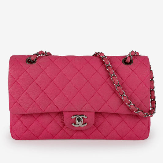 Medium Double Flap, Pink Caviar