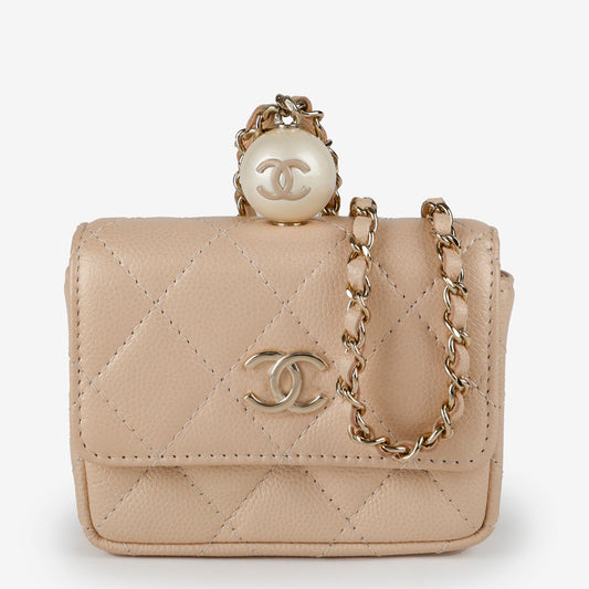 CC Pearl Coin Card Holder with Chain Caviar