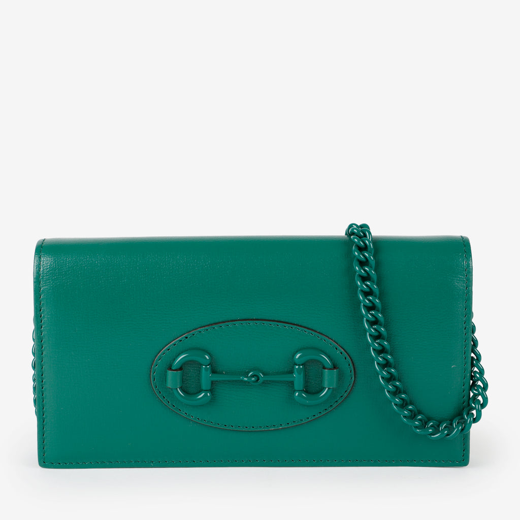 Horsebit 1955 Monochromatic Wallet on Chain, Green
